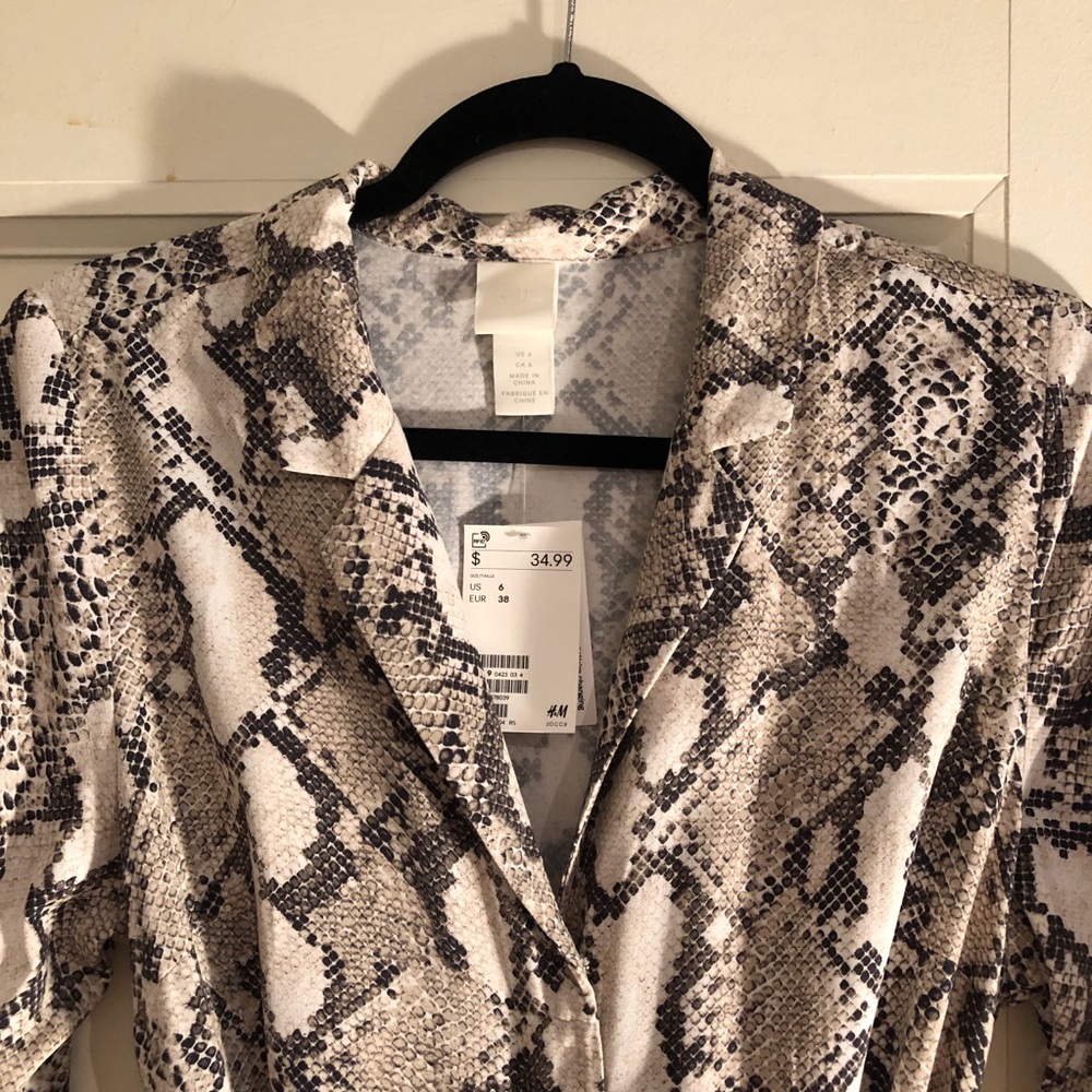 H&M Midi Dress, Snakeskin Print, Size US 6- NWT